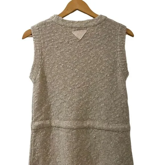 PRADA Boucle Drawstring Mini Dress NWT Small Oatmeal Brown Authentic New - Picture 12 of 16